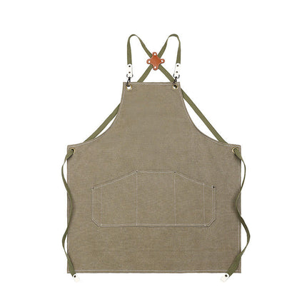 Aprons for Men Women with Pockets, Cotton Canvas Cross Back Heavy Duty Adjustable Work Apron