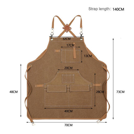 Chef Aprons for Men Women with Large Pockets, Cotton Canvas Cross Back Heavy Duty Adjustable Work Apron