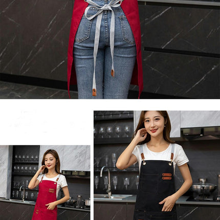 Cross Back Chef Apron for Men & Women with Pockets, Cooking Aprons, Men's Heavy Duty Work Aprons