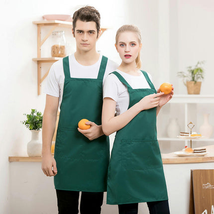 2 PCS Plain Bib Aprons - with 2 Pockets for Kitchen Cooking Restaurant BBQ Painting Crafting