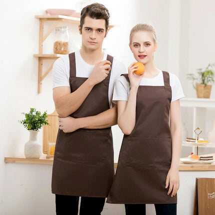 2 PCS Plain Bib Aprons - with 2 Pockets for Kitchen Cooking Restaurant BBQ Painting Crafting