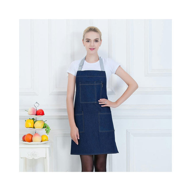 Unisex Adjustable Bib Denim Apron Cooking Apron for Kitchen and Home