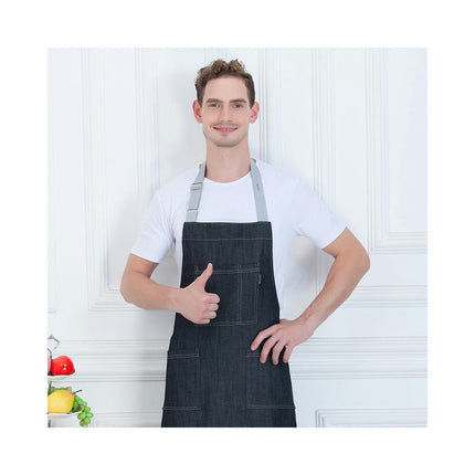 Unisex Adjustable Bib Denim Apron Cooking Apron for Kitchen and Home