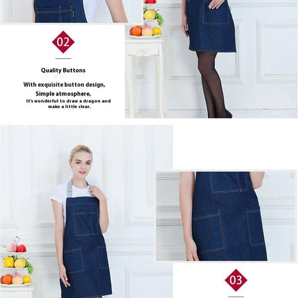 Unisex Adjustable Bib Denim Apron Cooking Apron for Kitchen and Home