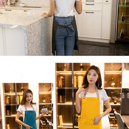 Women's Men's Aprons with Pockets Waterproof Kitchen Restaurant Waiter Halter Apron