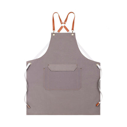 Women's Men's Aprons with Pockets Kitchen Restaurant Waiter Cross Strap Apron