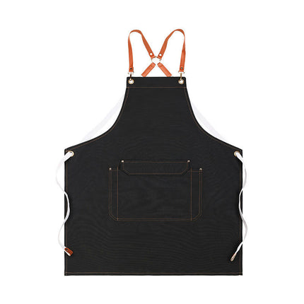 Women's Men's Aprons with Pockets Kitchen Restaurant Waiter Cross Strap Apron