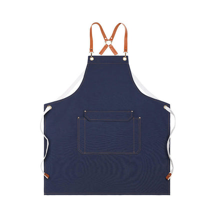 Women's Men's Aprons with Pockets Kitchen Restaurant Waiter Cross Strap Apron