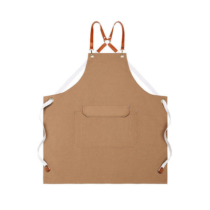 Women's Men's Aprons with Pockets Kitchen Restaurant Waiter Cross Strap Apron