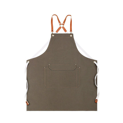 Women's Men's Aprons with Pockets Kitchen Restaurant Waiter Cross Strap Apron