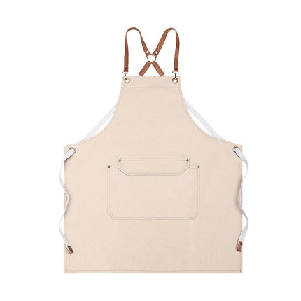 Women's Men's Aprons with Pockets Kitchen Restaurant Waiter Cross Strap Apron