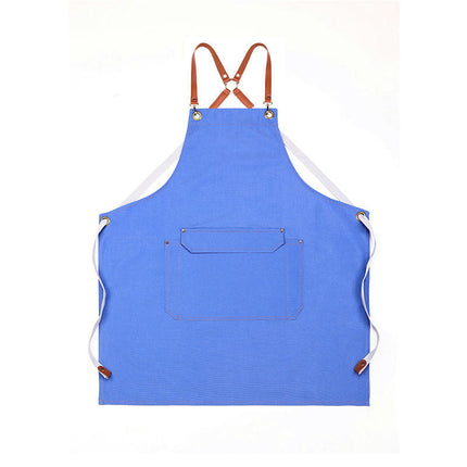 Women's Men's Aprons with Pockets Kitchen Restaurant Waiter Cross Strap Apron