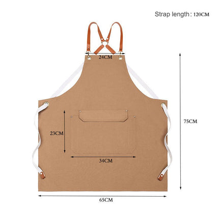 Women's Men's Aprons with Pockets Kitchen Restaurant Waiter Cross Strap Apron