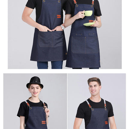 2-pack Aprons for Women Men with Cross Back Straps and Large Pockets Stripes Canvas Bib Aprons