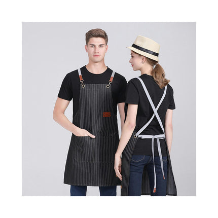 2-pack Aprons for Women Men with Cross Back Straps and Large Pockets Stripes Canvas Bib Aprons