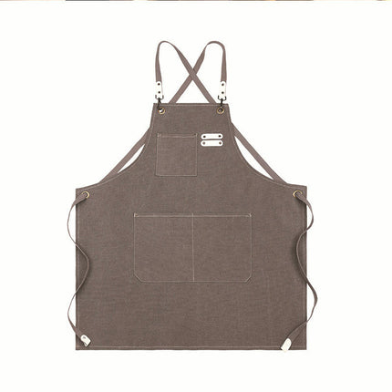 Canvas Cross Back Chef Cotton Aprons for Men Women with 3 Large Pockets Work apron