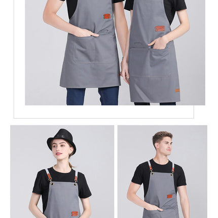 2 Pack Chef Apron for Men Waitress Canvas Server Apron with Pockets Water Resistant Bib Apron