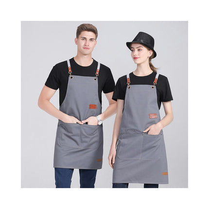 2 Pack Chef Apron for Men Waitress Canvas Server Apron with Pockets Water Resistant Bib Apron