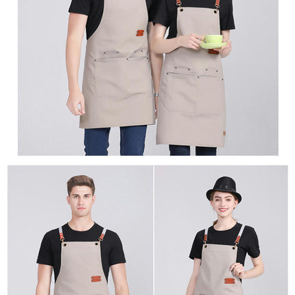 2 Pack Chef Apron for Men Waitress Canvas Server Apron with Pockets Water Resistant Bib Apron