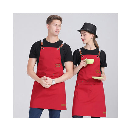 2 Pack Chef Apron for Men Waitress Canvas Server Apron with Pockets Water Resistant Bib Apron