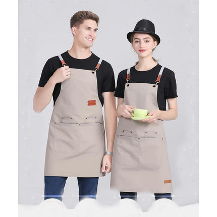 2 Pack Chef Apron for Men Waitress Canvas Server Apron with Pockets Water Resistant Bib Apron