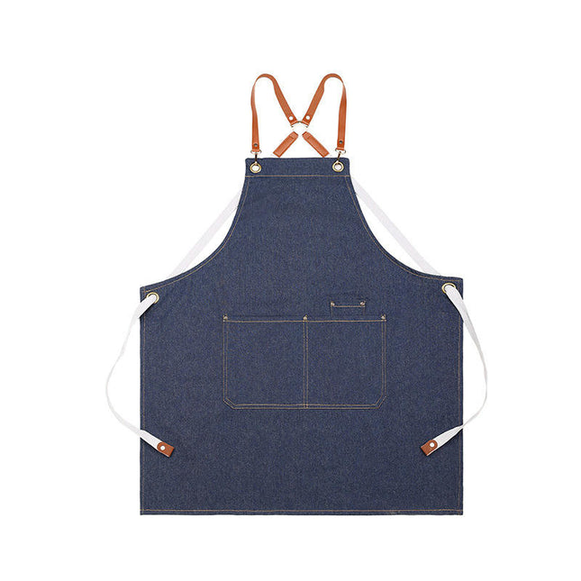 Cotton Canvas Cross Back Apron for Art Painting Garden Chef Work,Women Men 2 Pockets Waterproof