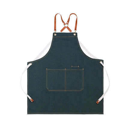 Cotton Canvas Cross Back Apron for Art Painting Garden Chef Work,Women Men 2 Pockets Waterproof