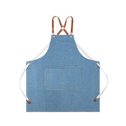 Cotton Canvas Cross Back Apron for Art Painting Garden Chef Work,Women Men 2 Pockets Waterproof