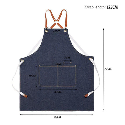 Cotton Canvas Cross Back Apron for Art Painting Garden Chef Work,Women Men 2 Pockets Waterproof