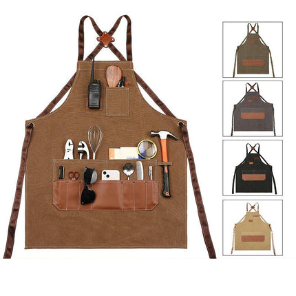 Cross Back Chef Apron for Men with Pockets, Cooking Aprons, Heavy Duty Work Aprons.