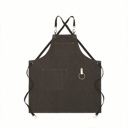 Canvas Kitchen Chef Aprons, Work Aprons for Men Women, Adjustable Strap Aprons with Pockets