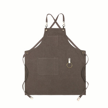 Canvas Kitchen Chef Aprons, Work Aprons for Men Women, Adjustable Strap Aprons with Pockets