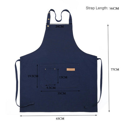 Apron for Men Women with Adjustable Straps and Large Pockets, Canvas Cooking Kitchen Aprons Waterproof