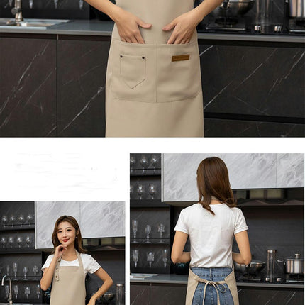 Apron for Men Women with Adjustable Straps and Large Pockets, Canvas Cooking Kitchen Aprons Waterproof