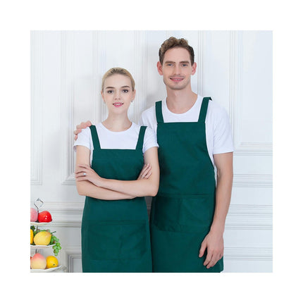 2 Pack Solid Color Bib Apron-Apron with 2 Pockets for Kitchen Cooking Restaurant BBQ Painting Craft