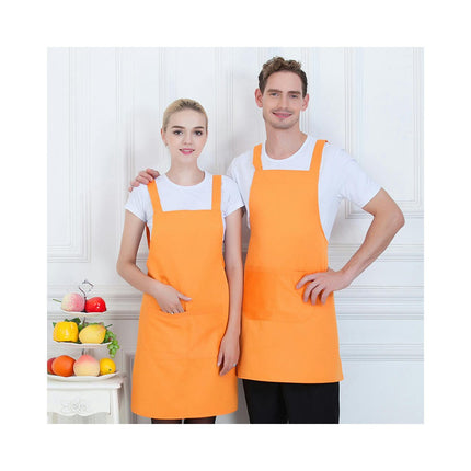 2 Pack Solid Color Bib Apron-Apron with 2 Pockets for Kitchen Cooking Restaurant BBQ Painting Craft