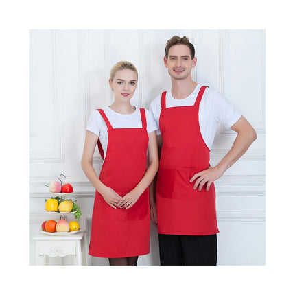 2 Pack Solid Color Bib Apron-Apron with 2 Pockets for Kitchen Cooking Restaurant BBQ Painting Craft