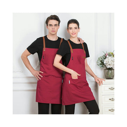 2-pack Aprons for Women Men with Long Cross Back Straps and Large Pockets Canvas Bib Aprons