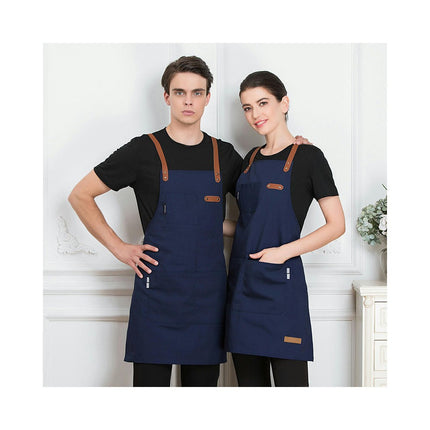 2-pack Aprons for Women Men with Long Cross Back Straps and Large Pockets Canvas Bib Aprons