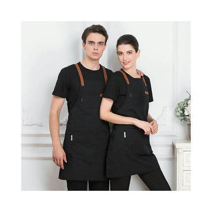 2-pack Aprons for Women Men with Long Cross Back Straps and Large Pockets Canvas Bib Aprons