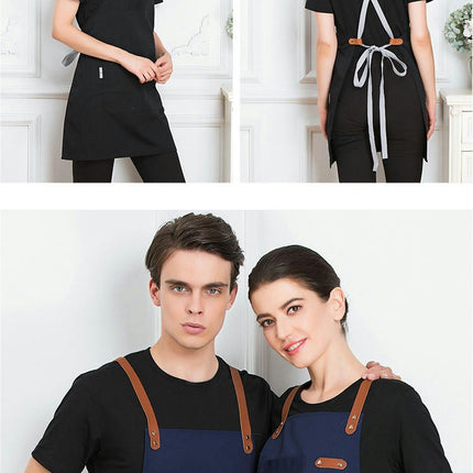 2-pack Aprons for Women Men with Long Cross Back Straps and Large Pockets Canvas Bib Aprons