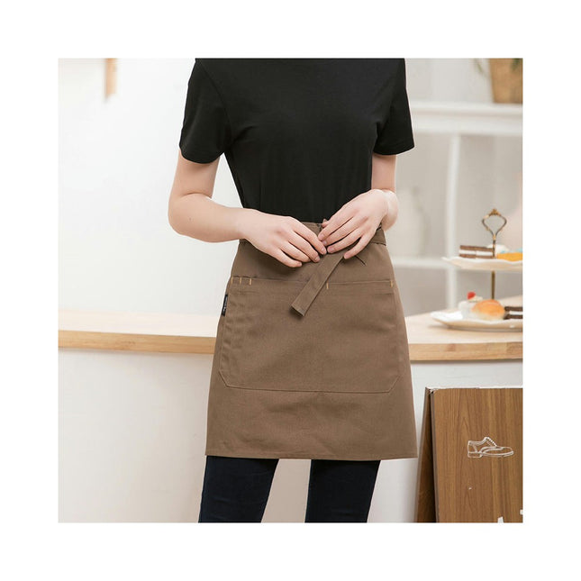 Server Apron with 2 Pockets 22 Inch Long Waiter Bistro Half Waist Aprons for Women Men Waterproof