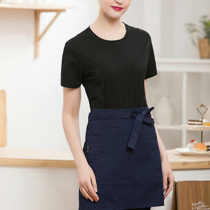 Server Apron with 2 Pockets 22 Inch Long Waiter Bistro Half Waist Aprons for Women Men Waterproof