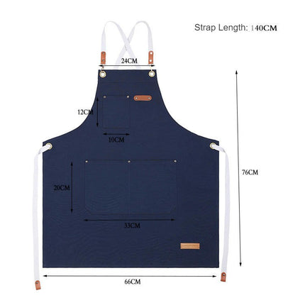 Chef Apron with Cross Back Straps for Men Women, Cotton Canvas Apron for Kitchen Cooking