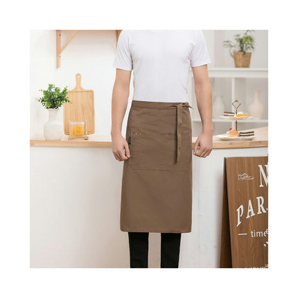 Canvas Apron-Unisex Waiter Half-Length Apron Hotel Restaurant Workwear