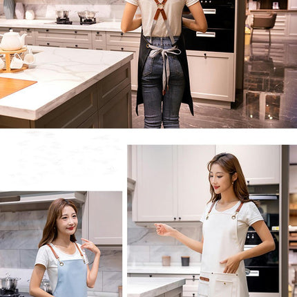 Leather Apron Women Home Kitchen Waterproof and Oil Proof Apron Cafe Restaurant Adult Work Clothes