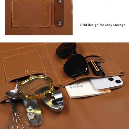 Leather Apron Women Home Kitchen Waterproof and Oil Proof Apron Cafe Restaurant Adult Work Clothes