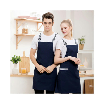 2 Pack Cross Back Adjustable Waterproof Bib with 2 Pockets Kitchen Apron for Men and Women Working BBQ