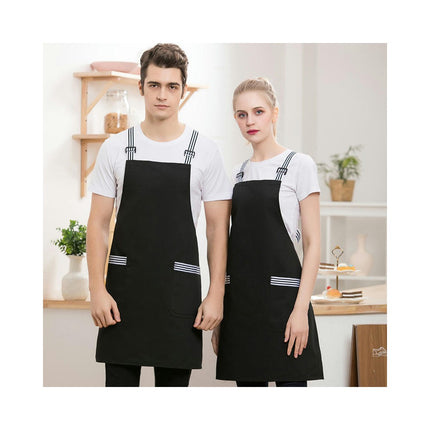 2 Pack Cross Back Adjustable Waterproof Bib with 2 Pockets Kitchen Apron for Men and Women Working BBQ