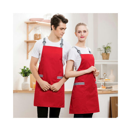 2 Pack Cross Back Adjustable Waterproof Bib with 2 Pockets Kitchen Apron for Men and Women Working BBQ